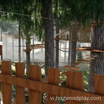 Thiết bị giải trí cho sân chơi tàu gỗ bằng gỗ trong vườn